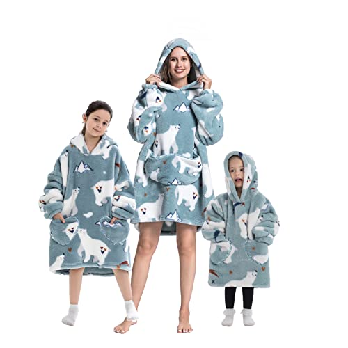 Mubineo Übergroße Kapuzendecke Sweatshirt Plüsch warm und kuschelig Top Hoodie für Frauen und Männer Fleecedecke mit Ärmeln und Riesentasche (#U, 2-6 Jahre) Cover