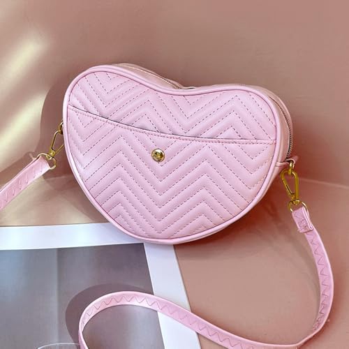 Heart-Shaped Quilted Crossbody Purse, Shoulder Bag with Gold Hardware, Lightweight Fashion Handbag4