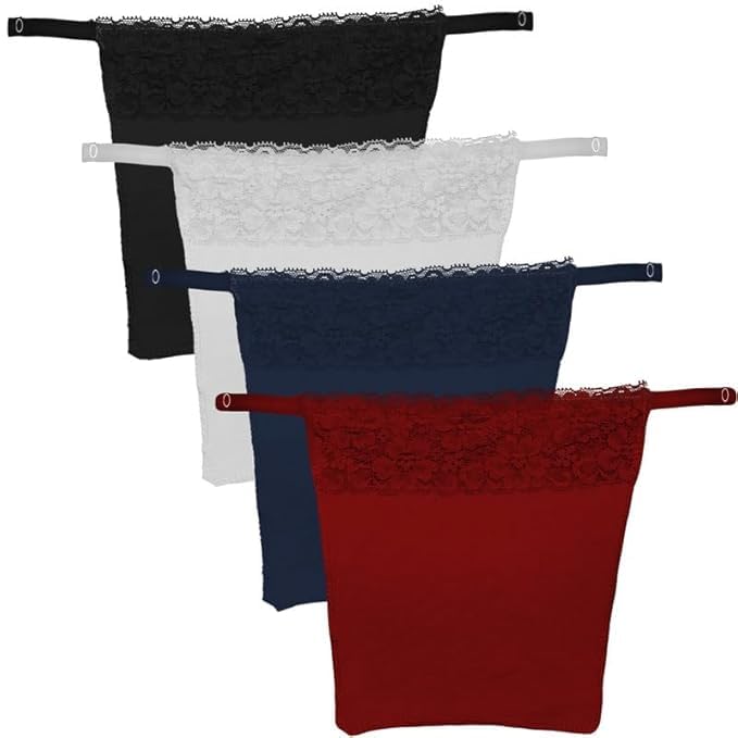finesse miracle cami Finesse Miracle Cotton Cami Clip-on Mock Camisole, Cleavage Cover, Set of 4, Black White Navy Maroon-picture-16
