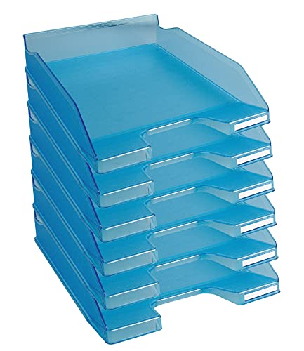 Exacompta - Réf. 11336D - Lot de 6 corbeilles à courrier COMBO MIDI - dimensions utiles 34 x 25 x 6,5 cm - pour documents au format A4 - couleur turquoise...