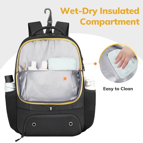 Ytonet Gym Backpack for Men Women, Gym Bag for Women with Shoe Compartment Large Water Resistant Lightweight Sport Backpack Fit 15.6 Inch Laptop, Sport, Workout, Travel, Black4