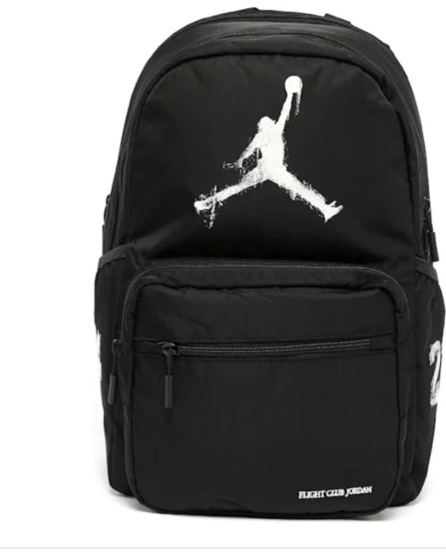 NIKE Jordan Flight Club Rucksack, Schwarz, 45 x 30 x 15 cm, Fassungsvermögen 30 Liter, mit 13 Zoll Laptopfach, gepolsterte Schultergurte
