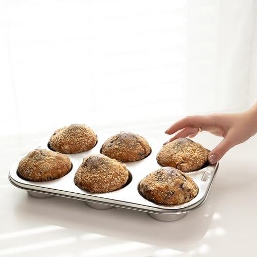 Fox Run Stainless Steel Extra Large Muffin and Cupcake Pan, 6 Cup - Image 5