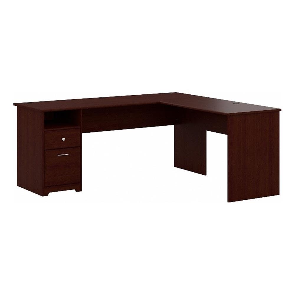 Bush Home Cabot 72W L Shaped Computer Desk with Drawers in Harvest Cherry