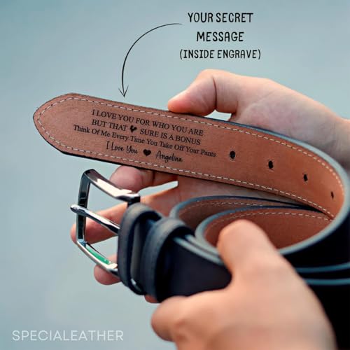 Personalized Belt for Men, Custom Men's Handmade Belts Laser Engraved Genuine Leather Belt, Customized Gift for Birthday Valentine Fathers' Day Groomsmen2