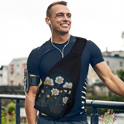 Mochila sling ligera floral para viajar y senderismo miniatura 3