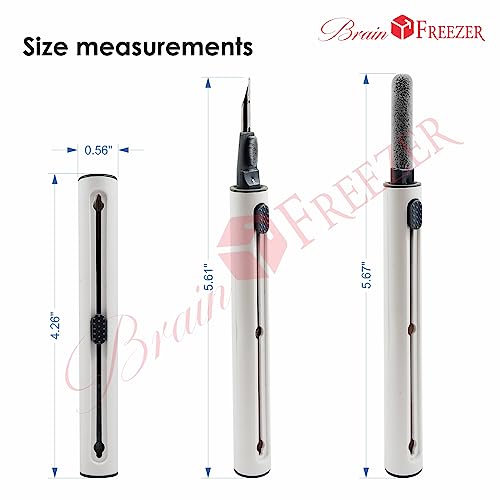 Image of Brain Freezer Earphone Earpod Cleaning Pen, Earbuds, Headphones, Wireless Earphones, 3-in-1 Multifunctional Cleaning Kit, Metal Pen, Sponge & Brush, Cleans Keyboards Laptops Mobiles, (White)