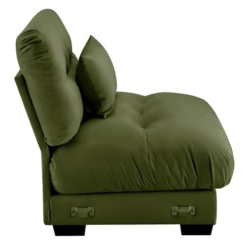 Image of SoarFlash Velvet Sectional Middle Position Sofa, Green