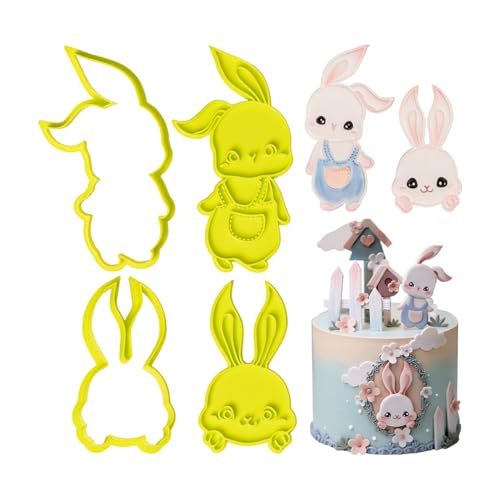 KALAIEN 2 Pcs Easter Bunny Cookie Cutter, Easter Stamps Decorating Kit