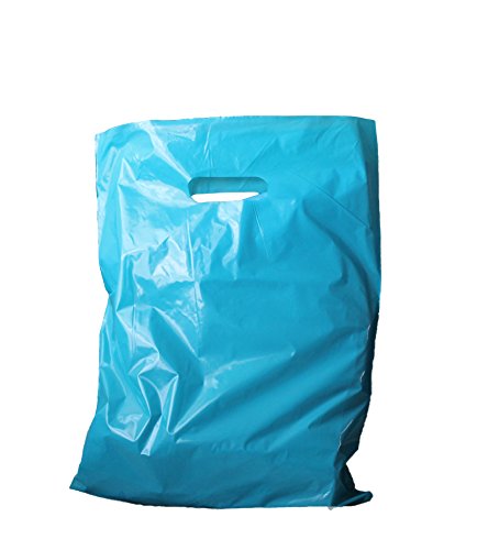 100 12"X15" Durable Merchandise Bags Pick Ur Color Die Cut Handle-Glossy Finish-Anti-Strech-100% Recyclable. For Retail Store, Party Favors, Handouts And More By Best Choice (Teal Blue) #TOP6