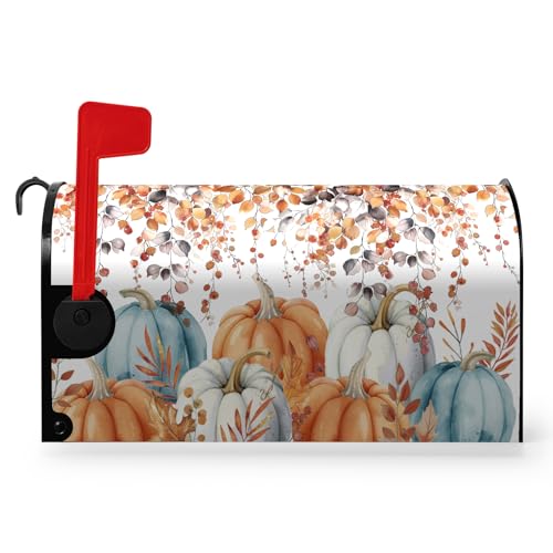 Dacawin Fall Extra Magnetic Mailbox Covers Oversized Autumn Pumpkin Mailbox Covers Large Size 25.5 X 21 Inch Harvest Maple Leaf Post Letter Box Wrap Decor for Garden Yard Outside