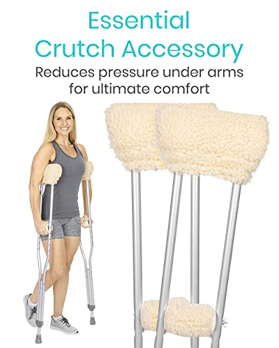Vive Sheepskin Crutch Pads & Hand Grips For Adults, Kids, Crutches, Armpits - Accessories Knee Scooter Foot Injuries Pillow For 5Ft Medical 6 Feet Youth Padding Arm Underarm Folding Walking Crutches #TOP1