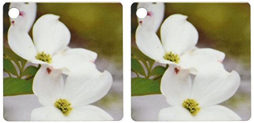 Porte-clés fleurs blanc cadeau de pendaison de crémaillère lot de 2