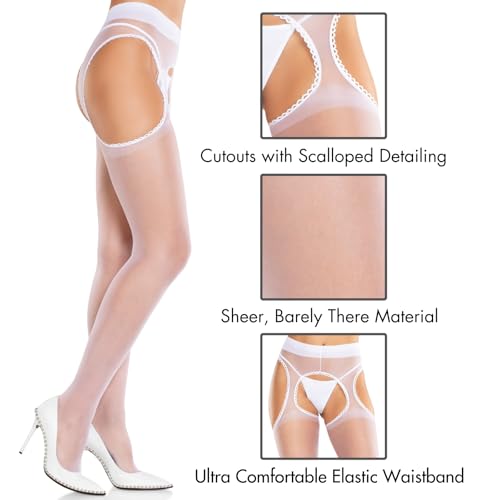 Image of Leg Avenue Womens High Waist Sheer Suspender Pantyhose Stockings