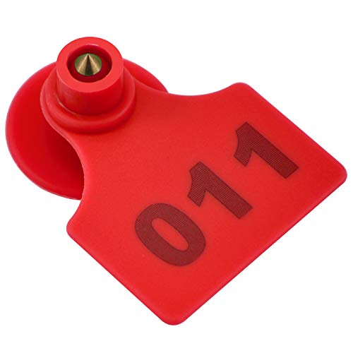 100 conjuntos de etiquetas de orelha numeradas de plástico para bovinos, porcos, porcos, cabras, ide