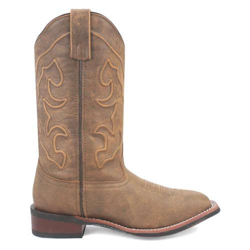 Laredo Tan Megan Women's Stockman Leather Wide Square Toe Boots 3119