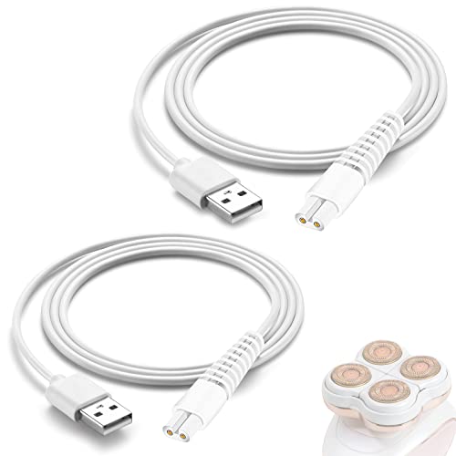 Charging Cable Replacement for Flawless Legs Shaver, 2 Pack Power Cord Electric Trimmer Charger Cable Charger Cord for Finishing Touch Flawless Legs Hair Remover Electric Shaver for Women, White