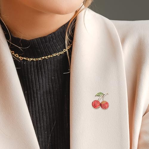 Broche de cereza rojo de mujer accesorio elegante ropa formal 5