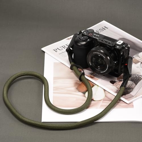 [Tadong] カメラストラップ ネックストラップ ショルダーストラップ クライミングロープ製 丸ひも 一眼レフ/ミラーレス/コンパクトカメラ用 (グリーン)