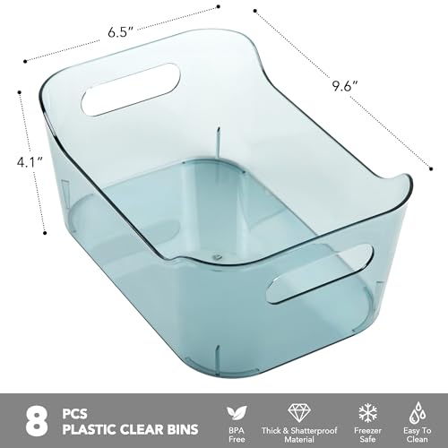 Bacs de rangement transparents empilables avec poignées intégrées