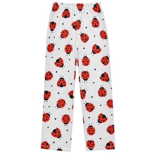 Boy's Pj Pants Flying Ladybug Ladybirds Lounge Bottoms Elastic Waist Kids Joggers with Pockets Size 6-14