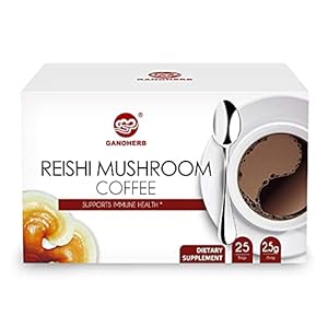 GANOHERB Reishi Mushroom Coffee Mix, Organic Instant Ganoderma Cafe with 100% Natural Ganoderma Lucidum Lingzhi Black…