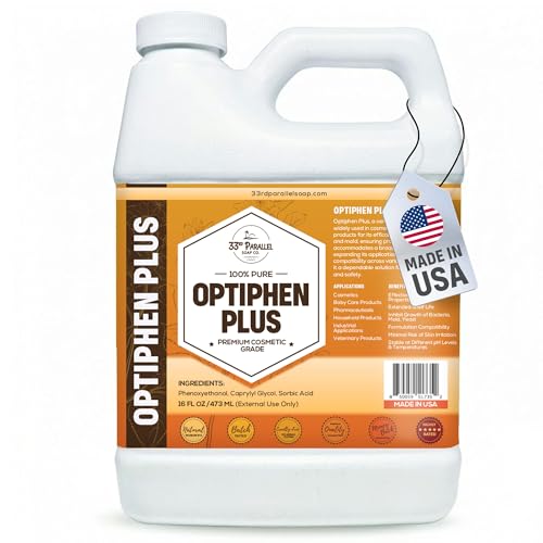 OPTIPHEN Plus Natural Preservative (16 oz) Paraben-Free; Formaldehyde-Free; Water & Oil Soluble | Suitable for Soap Making Lotions Conditioners Creams | Keeps Products Fresh & Safe | 16 Ounces