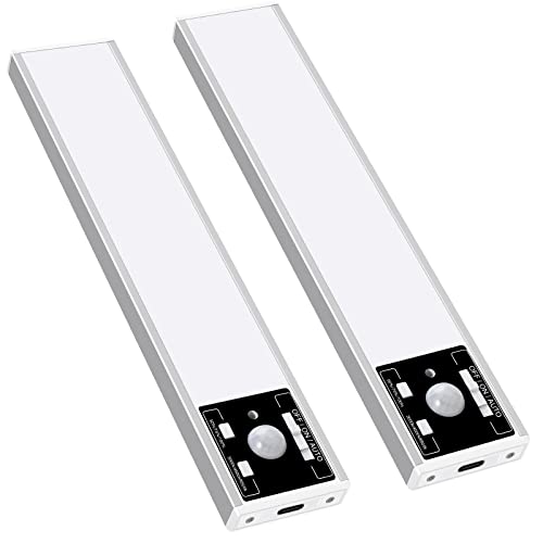 YQXZCHTAI Under Cabinet Lighting,Indoor LED Motion Sensing Lights, 1800mAh USB Rechargeable Closet Lights, Battery Powered, Kitchen and Staircase Magnetic Wireless dimming Lights (2 Packs)