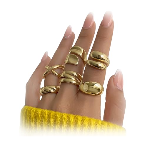 YEEZII Chunky Gold Rings for Women Non Tarnish, 6 PCS...