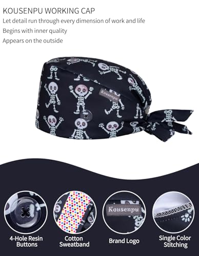 Image of Kousenpu Scrub Caps for Men, Adjustable Surgical Cap, Breathable Medical Hat for Doctors, Nurses & Healthcare Professionals