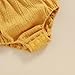 Newborn Baby Girl Clothes Ruffle Sleeve Solid Smocked Bubble Romper Jumpsuit Bow Headband Cute Summer Clothes (Yellow, 6-12 Months)