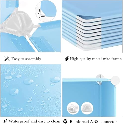 Image of Plastic Wardrobe for Kids Clothes - Durable, Easy to Use Anti-Skid & Non-Slip Effective Professional Collapsible Wardrobe, Plastic Cupboard for Kids, Foldable Almirah (Blue KTG2,12-Door)