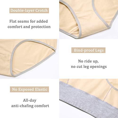 Image of wirarpa Women's Cotton Underwear High Waist Stretch Briefs Soft Underpants Ladies Full Coverage Panties 5 Pack