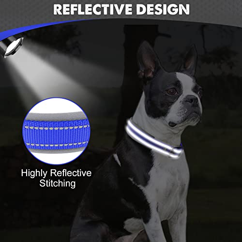 Image of Joytale Dog Collar for Medium Dogs, Neoprene Padded and Adjustable, Reflective Wide Heavy Duty Pet Collars with Durable Metal Belt Buckle for Walking, Navy Blue, M