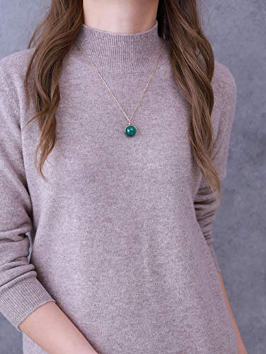 Coai 16Mm Malachite Green Stone Pendant Necklace For Women Girls #TOP1