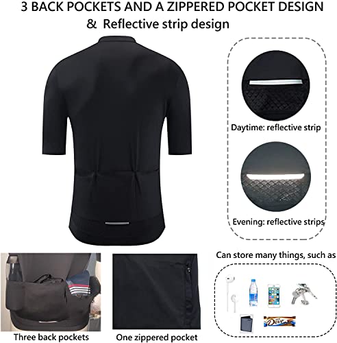 Image of YKYWBIKE Cycling Jersey Men Aero Race Fit, Road Bike Jersey Short Sleeved Moisture Wicking, Breathable,Zip Pocket,UPF50＋