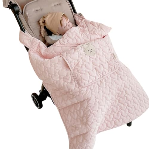 POERDS 抱っこ紐 防寒ケープ ベビーケープ ベビーカー ブランケット あったか素材 ポケット付き フード付き 抱っこひも 防寒カバー ベビーカーの毛布として使用できます 長さ75cm幅cm (ピンク,うさぎ)
