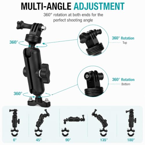 Image of CERLINK Action Camera Mount Compatible with GoPro | Premium Aluminium Alloy Bike & Motorcycle Handlebar Holder | 360 Adjustable Dual Angle