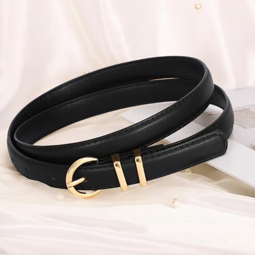 Women Skinny Belt for Jeans Fashion Ladies Leather Belt with Gold Buckle for Dress Pants4