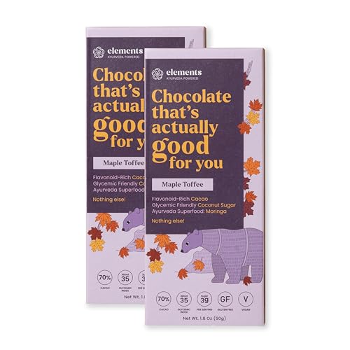 Elements Truffles Maple Toffee Flavoured Dark Chocolate Bar| Ayurvedic, Vegan & Gluten Free | No...
