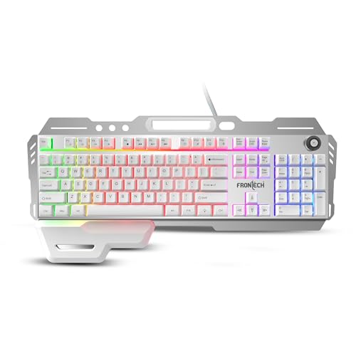 FRONTECH KB-0013P Wired Gaming Keyboard, 104 Keys with Rainbow Ba...