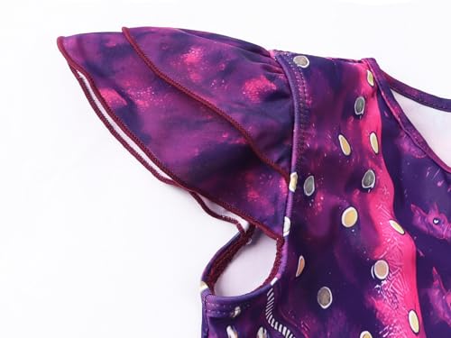 Image of WonderBabe Girls 2 Pieces Swimsuit with Skirt Swimwear Swimming Bathing Suit Swim Wear Dress Up Size 7-8t A-Purple