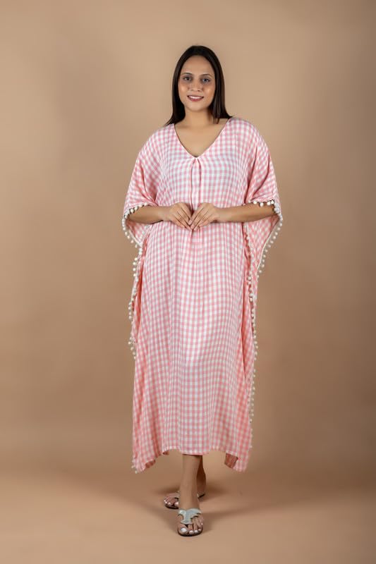 Image of NIHSAMAH Cotton Kaftan Nighty for Women, Printed Premium Stylish Loungewear, Comfortable Nightwear, Sleepwear for Ultimate Relaxation