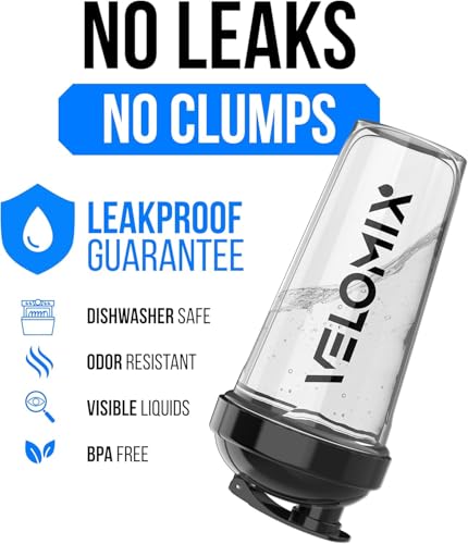 Image of VELOMIX -6 PACK- 28 oz Protein Shaker Bottle for Protein Mixes -6x Wire Whisk | Leak Proof Shaker Cups for Protein Shakes | Large, Stackable Protein Shaker Bottle Pack
