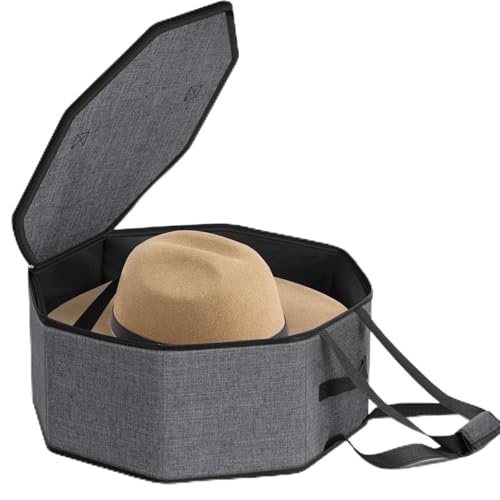 Hat Storage Box for Women & Men, Cowboy Hat Box for Travel, Hat Bag Hat Case with Handles, Hat Box for Women Storage and Large Cap Bag for Men Carry (Black)