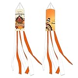2Pcs Thanksgiving Fall Turkey Windsocks Flags, Autumn Thanksgiving Hanging Pumpkin Maple Leaf Truck...