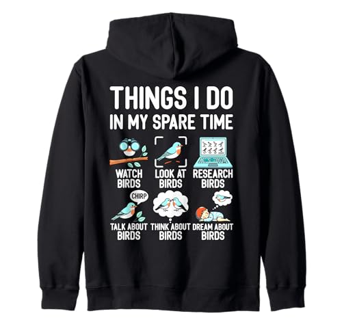 Grafica Divertente per Birdwatching con Scritta Things I Do in My Spare Time Felpa con Cappuccio