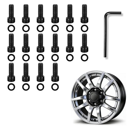 YAORISE 16Pcs Fuel Wheel Center Cap Screws for 1001-63-B 1001-63B 1001-63GB 1001-63GBK 1001-63GBQ Stainless Steel Replacement Screws for Fuel Rim Center Cover with Gasket and Wrench Black