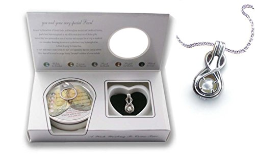 Pearlina Infinity Cultured Pearl Oyster Necklace Set Silver-tone Cage Locket W/Stainless Steel Chain 18"2