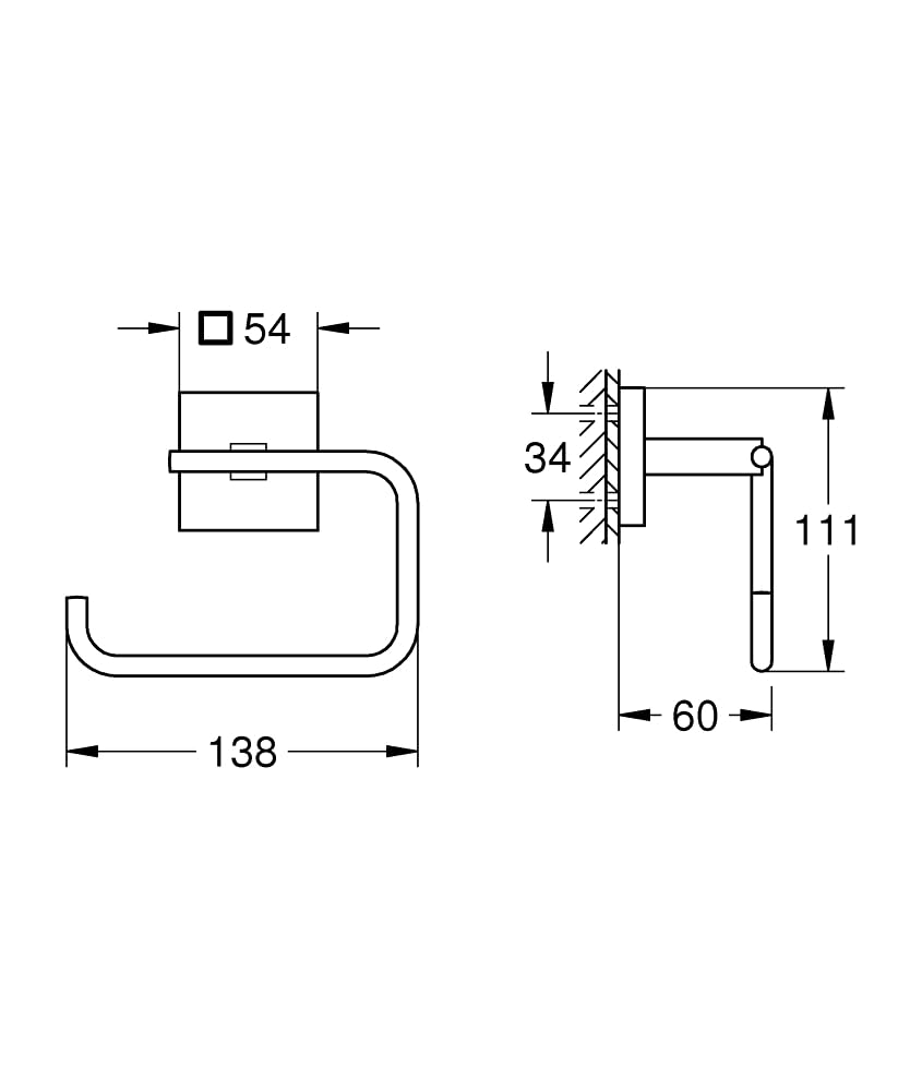 GROHE Lote Accesorio Start Cube QuickFix - Portarrollos sin Tapa + A1 QuickGlue (Metal, Montaje en Pared, Fijación Oculta, con Tornillos y Tacos), Tamaño 138 mm, Negro Mate, 409782430